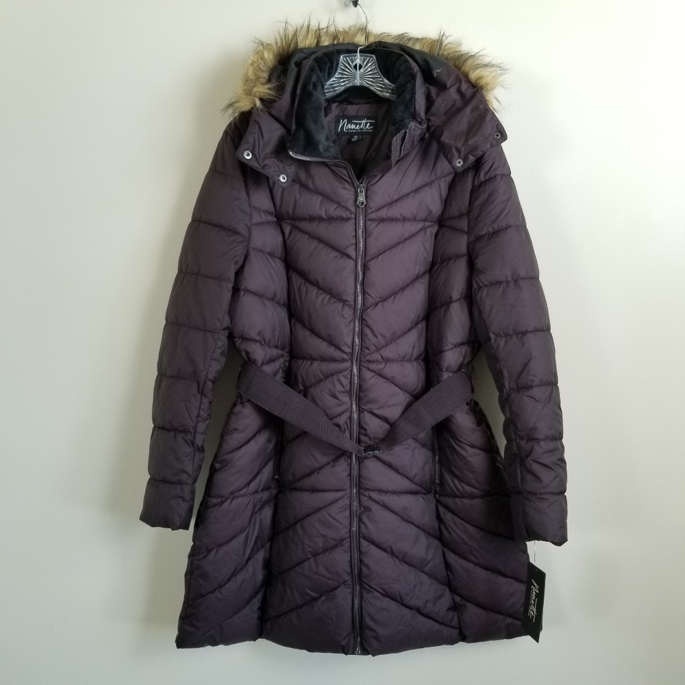 Nanette Lepore Hooded Puffer Coat Belted Size 1X NWT